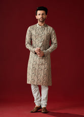 Ensemble pyjama Kurta en coton imprimé vert granit pour homme